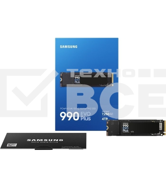 Накопитель SSD Samsung 990 EVO Plus, 4 ТБ, M.2 2280, PCIe 4.0 x4, NVMe 2.0, R/W 7250/6300
