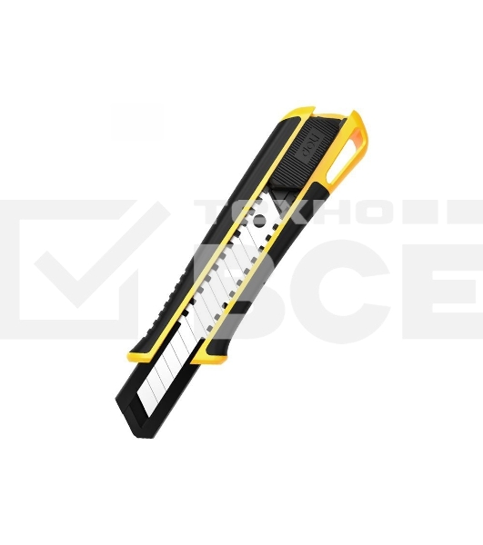 Технический нож Deli DL003H 18мм, лезвие SK5, ударопрочный корпус, автоматическая блокировка, прорезиненная рукоятка