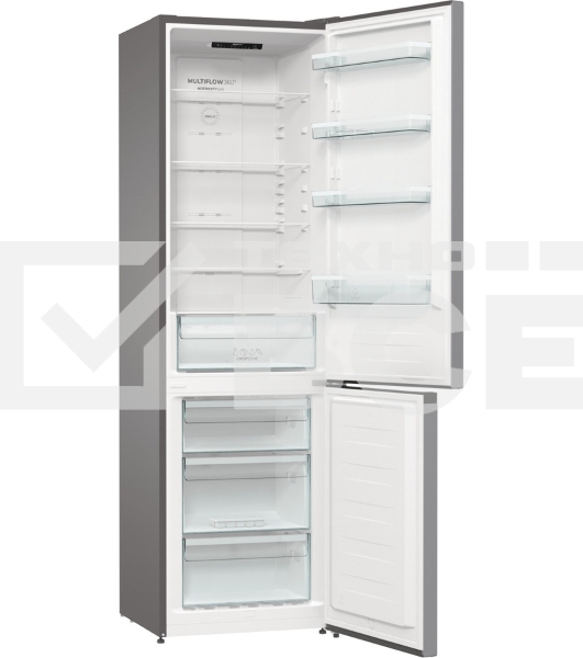 Холодильник Gorenje NRK6201ES4 серебристый двухкамерный 235/96 л морозилка снизу, No Frost