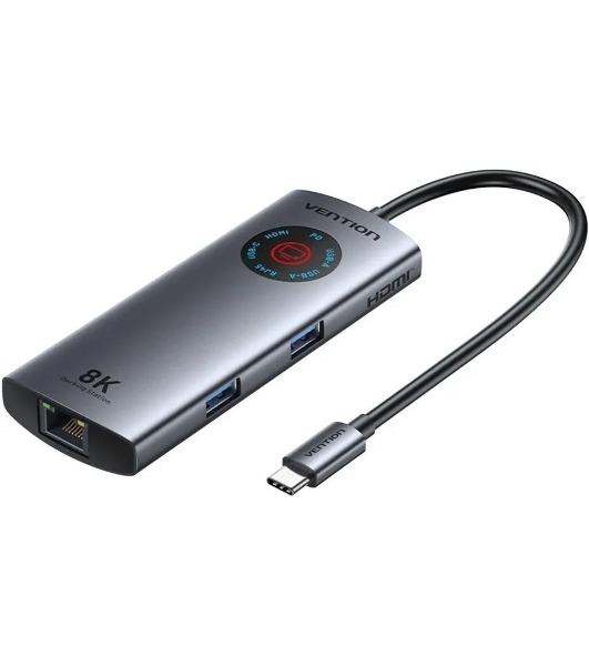 USB-концентратор Vention TQZHB, USB Type-C, USB/HDMI/RJ-45/USB Type-C, USB Type-C
