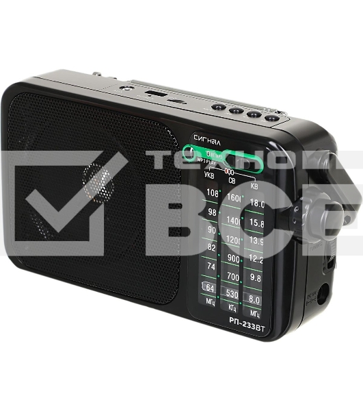 Радиоприемник портативный Сигнал РП-233BT черный USB microSD