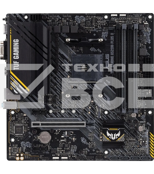 Материнская плата ASUS TUF GAMING A520M-PLUS II, AM4, AMD A520, 4xDDR4, 4xSATA, 1xM.2, 1xPCI-E 3.0 x16, 2xPCI-E x1, 1xHDMI, 1xDP, 1xVGA, 1x 1Gb LAN, 4xUSB 3.2 Gen 1, 2xUSB 2.0, 3x3.5 мм, 7.1, Micro-ATX