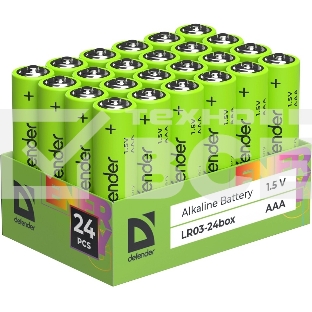 Батарейка алкалиновая Defender LR03-24box ААА, бокс, 24 шт., EcoLine