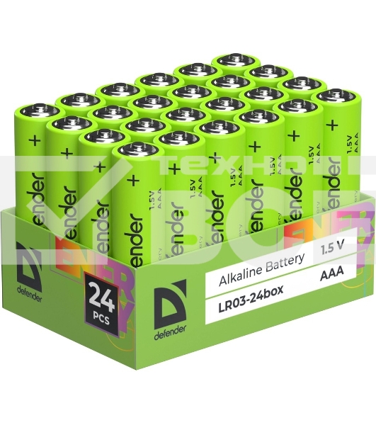 Батарейка алкалиновая Defender LR03-24box ААА, бокс, 24 шт., EcoLine