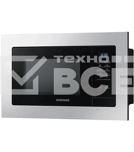Микроволновая печь встраиваемая Samsung MS23A7013AT/BW серебристый/чёрный, 23 л, 1150 Вт, переключатели - кнопки