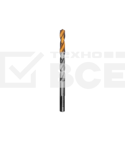 Сверло спиральное по металлу Denzel 7,5 x 109мм, Р6М5, Golden Tip