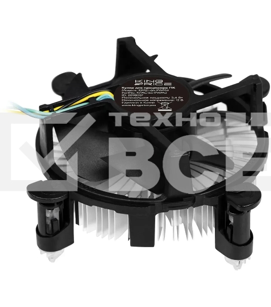 Кулер KingPrice KPAC-65-PWM3 92x92x25мм Soc-1200/1150/1151/1155 черный 4-pin 18-35dB Al 65W 140gr Ret