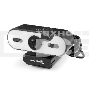 Веб-камера с подсветкой ExeGate eStudio EW-722 2K AF (5Мп, 2560х1440, 1440P, 30fps, автоматический фокус, подсветка, защитная шторка, 4-линзовый объектив, стерео микрофон с шумоподавлением, универсальное крепление, отверстие под штатив, USB, кабель 1,5 м,