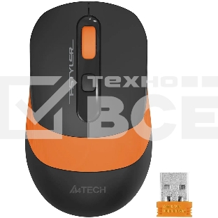 Мышь беспроводная A4Tech Fstyler FG10S черный/оранжевый, 2000 dpi, радиоканал, USB, кнопки - 4