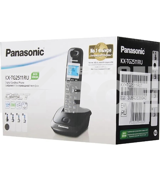 Телефон беспроводной (DECT) Panasonic KX-TG2511RUT (титан) {АОН, Caller ID,спикерфон на трубке,переход в Эко режим одним нажатием}