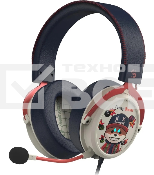 Наушники с микрофоном A4Tech Bloody M595 Proxy Boom бежевый/черный 2.3м мониторные USB оголовье (M595)