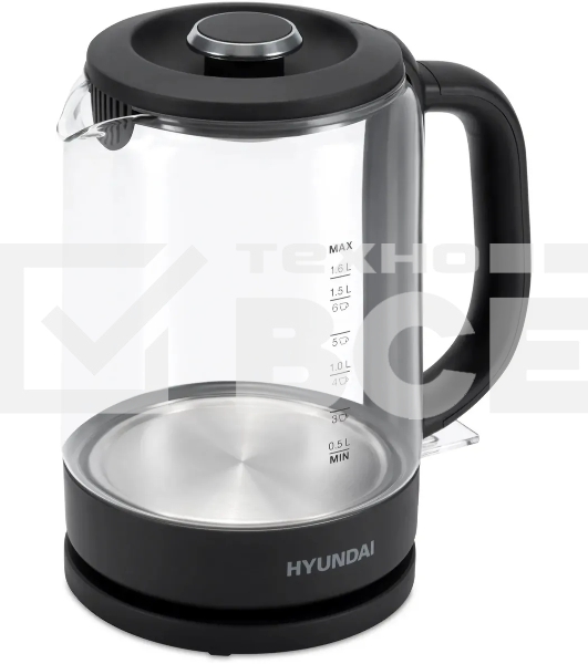 Чайник электрический Hyundai HYK-G3402 1.7л. 2200Вт серый/серебристый (корпус: стекло)