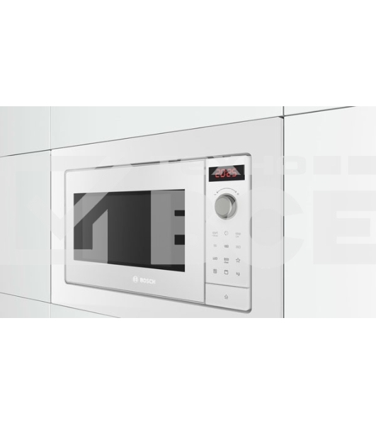 Микроволновая печь встраиваемая Bosch BEL653MW3 белый, 25 л, 800 Вт, переключатели - поворотный механизм/сенсор