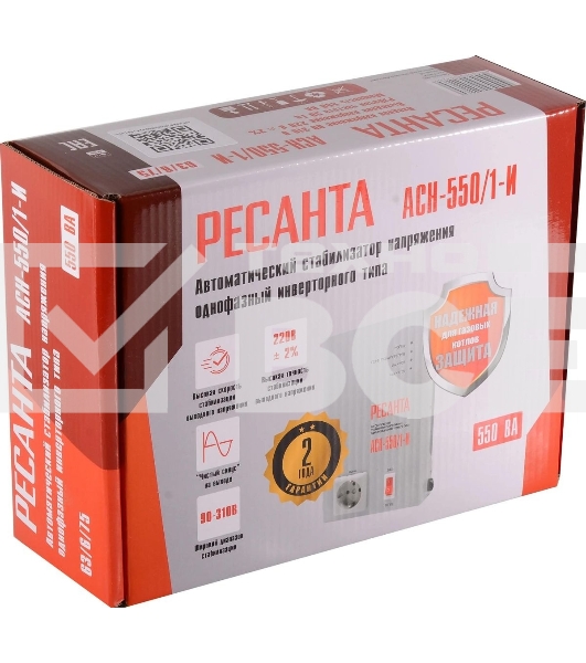 Стабилизатор напряжения Ресанта АСН-550/1-И 0.5кВА однофазный белый (63/6/75)