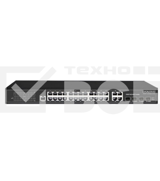 Коммутатор управляемый L2 PoE OSNOVO SW-8244/L(400W) Gigabit Ethernet на 24 RJ45 PoE + 4 x GE Combo Uplink, до 30W на порт, суммарно до 400W