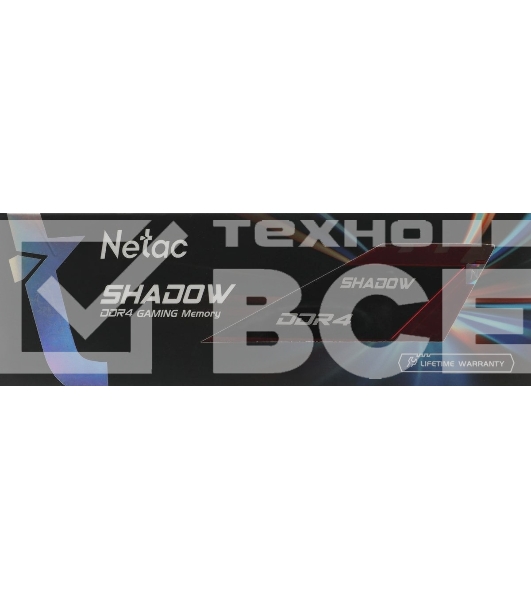 Оперативная память NETAC Shadow, DDR4, 16GB (1x16GB), 3200MHz, CL16, DIMM, с радиаторами, красный