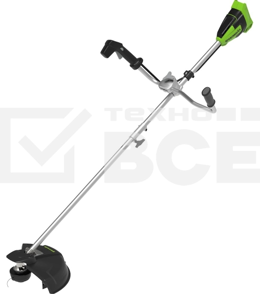 Триммер аккумуляторный GreenWorks GD40BCB, 40V, 40,6 см, бесщеточный, с АКБ 4АЧ и ЗУ (2105707UB) 40 вольт (модель GD40BCB) - отличная замена электро или бензиновому триммеру, он с легкостью справиться с высокой травой, а благодаря пильному диску (в компле