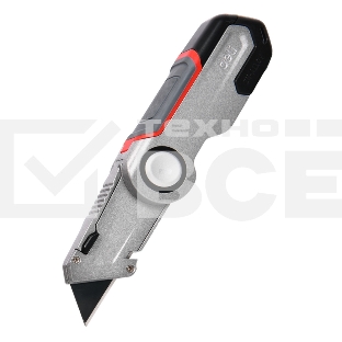 Строительный складной нож с Т-образным лезвием Deli DL030 в комплекте 3 запасных лезвия SK2, рукоятка из цинкового сплава с резиновыми вставками