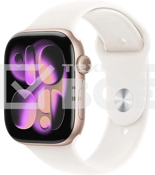 Умные часы Apple Watch Series 11 A3333 46мм OLED корп.розовое золото Sport Band рем.белый разм.брасл.:160-210мм (MEV74LW/A)