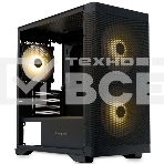 Компьютерный корпус без блока питания HSPD M320, Mesh Mini-tower, черный, slide TG, 0.45 SPCC, 2x140мм ARGb+1x120мм ARGb mATX, mITX 160/340/184мм 2x2.5