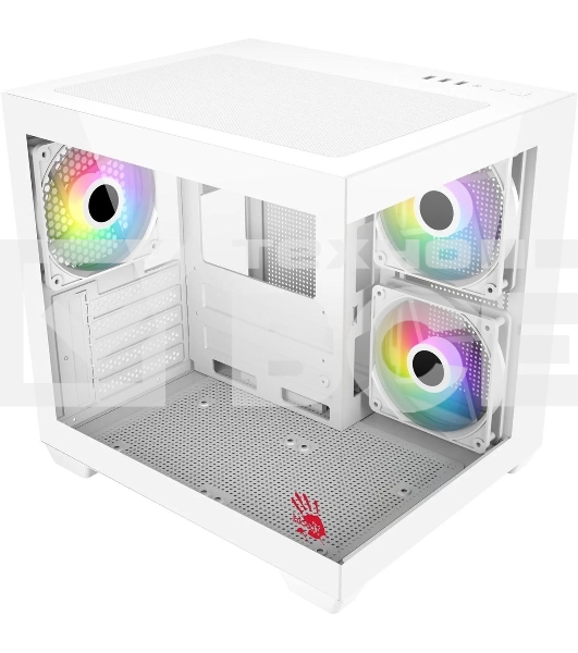Компьютерный корпус Bloody CC-121 белый без БП mATX 7x120мм 1xUSB2.0 1xUSB3.0 audio
