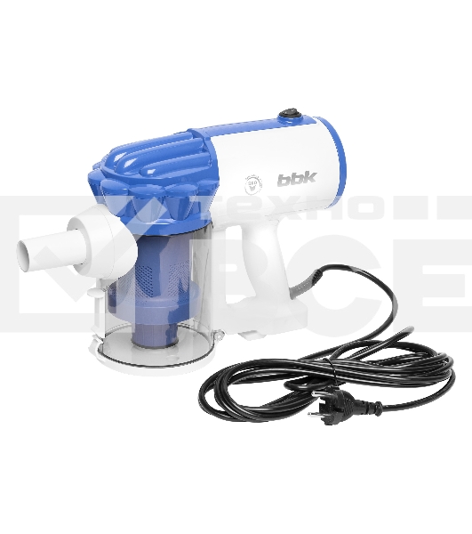 Пылесос вертикальный BBK BV2512 белый/синий, питание от сети, 100 Вт, уборка сухая, пылесборник 0.5 л