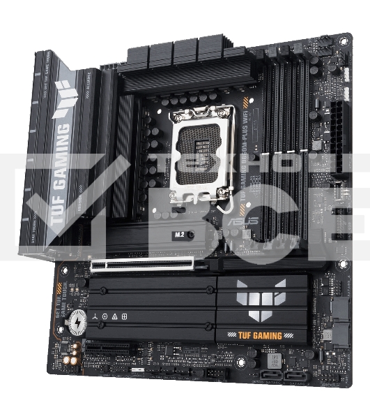 Материнская плата ASUS TUF GAMING B860M-PLUS WIFI, LGA 1851, Intel B860, 4xDDR5, 4xSATA, 3xM.2, 1xPCIe 5.0 x16, 1xPCIe x4, 1xUSB-C, 4xUSB-A 3.2 Gen 1, 2xUSB-A 3.2 Gen 2, 1xHDMI, 1xDP, 1x2.5Gb LAN, 7.1, mATX