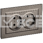 Розетка 2-местная IEK BRITE РС12-2-БрТБ (BR-R20-10-K45-F) 10А в сборе, без заземления, без защитных шторок, темная бронза, фото 1