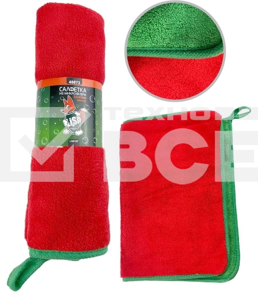 Салфетка LI-SA LS0107 из суперплотной микрофибры для сушки и полировки 32х43см, плотность 800г/м2 48873