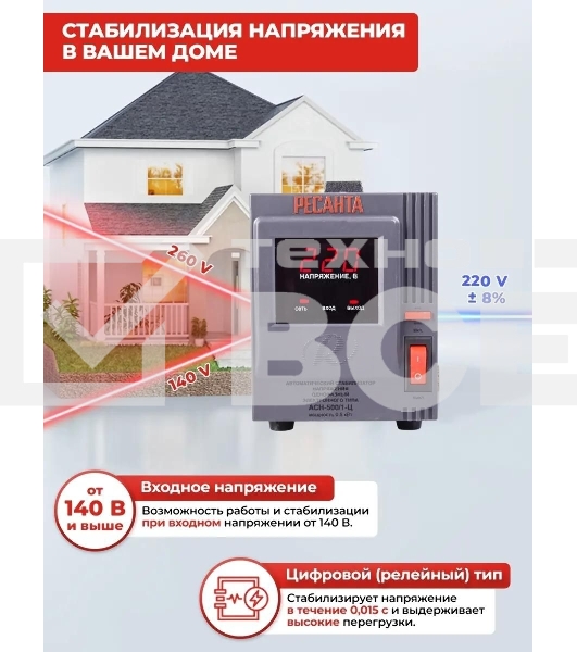 Стабилизатор напряжения Ресанта АСН-500/1-Ц 63/6/1