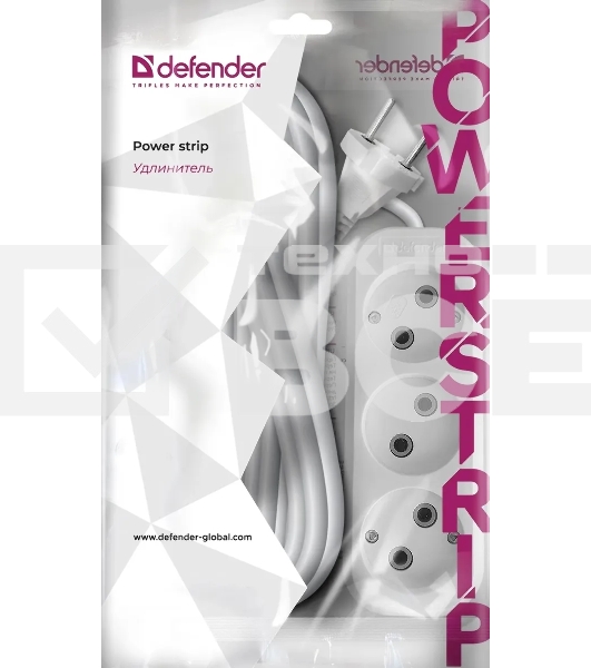 Удлинитель Defender B230 - 3 роз х 7 м, белый