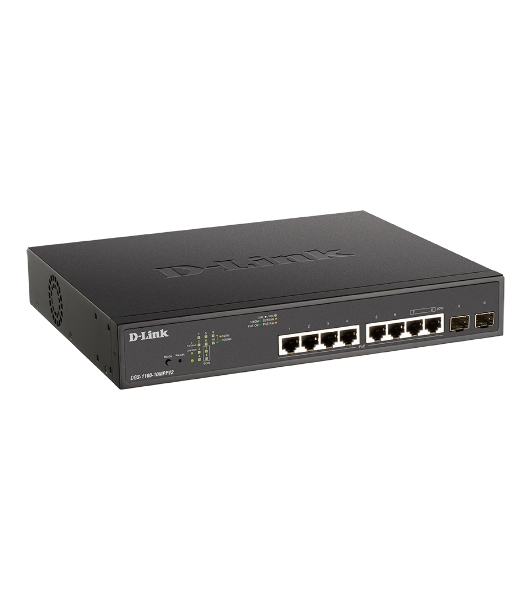 Коммутатор D-Link DGS-1100-10MPPV2/A3A, 8×1 Гбит/с + 2×1 Гбит/с SFP, настраиваемый