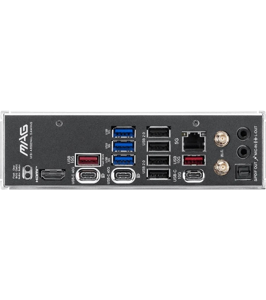 Материнская плата MSI MAG X870E TOMAHAWK MAX WIFI, AM5, AMD X870E, 4xDDR5 (до 256 ГБ), 4xSATA, 4xM.2 (2xPCIe 5.0, 2xPCIe 4.0), 1xPCIe 5.0 x16, 1xPCIe 4.0 x16, 1xPCIe 3.0 x16, 1xHDMI, 1x5Gb LAN, Wi-Fi 7, Bluetooth 5.4, 2xUSB-C 40Gbps (USB4), 1xUSB-C 10Gbps, 2xUSB-A 10Gbps, 3xUSB-A 5Gbps, 4xUSB-A 2.0, 3x3.5 мм + S/PDIF оптический, 7.1, чёрный, ATX