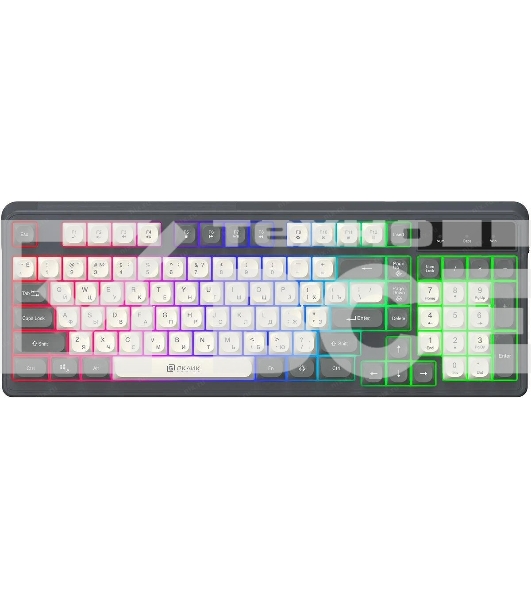 Клавиатура проводная Oklick 731G серый/белый USB for gamer LED