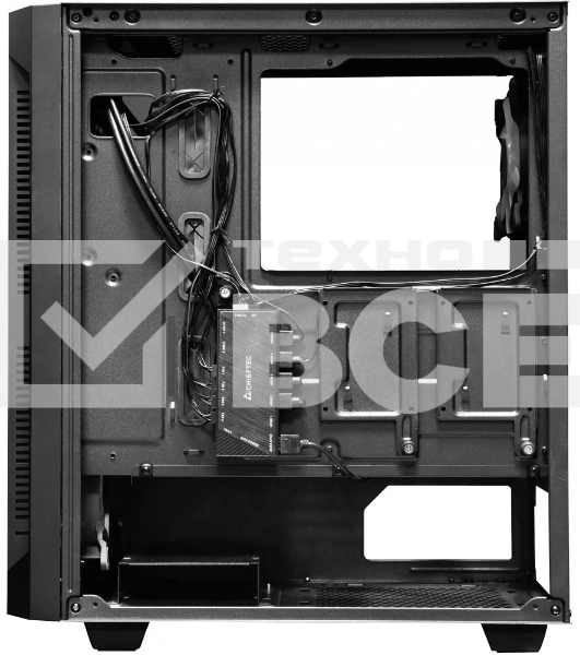 Компьютерный корпус CHIEFTEC HUNTER GS-01B-OP без БП, боковая панель из закаленного стекла, 3xARGB LED 120мм вентилятора спереди, 1xARGB LED 120мм вентилятор сзади, черный, ATX