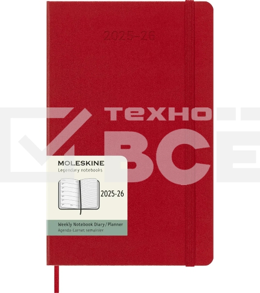 Еженедельник Moleskine ACADEMIC WKNT Large 130х210мм датир.18мес 208стр. красный