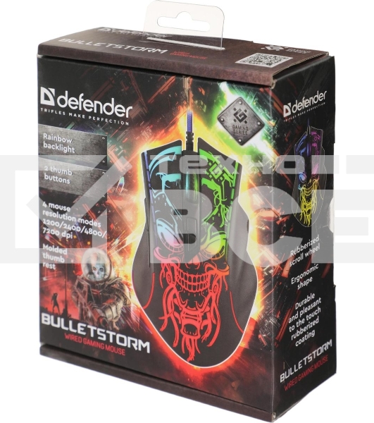 Мышь проводная Defender Bulletstorm GM-928 черный, 7200 dpi, USB, кнопки - 7