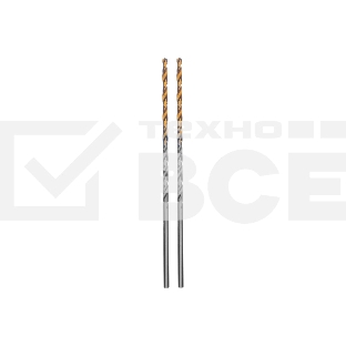 Сверло спиральное по металлу Denzel 2,5 х 95 мм Р6М5, Golden Tip, удлиненное, 2 шт.