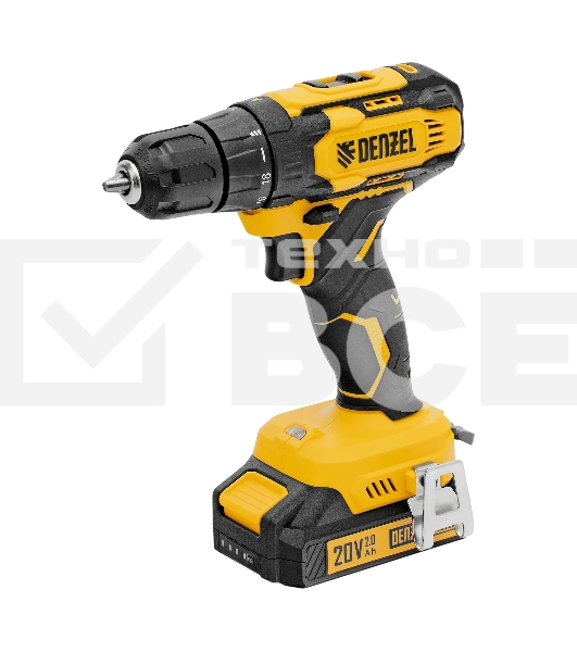 Дрель-шуруповерт аккумуляторная Denzel CDQ-20, 20В, 2 АКБ, Кейс