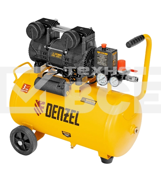 Компрессор безмасл. малошумный Denzel DLP-950/24, 950 Вт, 24 л, 2850 об/мин, 170 л/мин