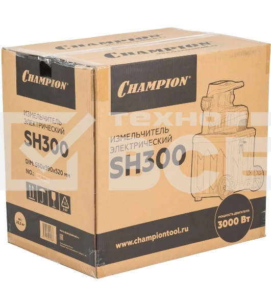 Садовый измельчитель Champion SH300 3000Вт 60об/мин
