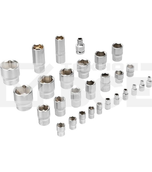 Набор инструментов Denzel 1/2', 1/4', CrV, S2, пластиковый кейс, 82 предмета