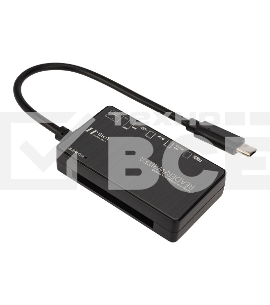 Кард-ридер Rexant 18-4118/черный/MS/MS PRODUO/M2/MMC/SD/microSD/microSDHC/microSDXC/USB Type-C/пластик