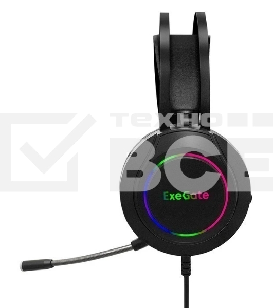 Гарнитура Exegate Cosmos HS-702GL чёрный, проводная, USB, виртуальный звук 7.1, подсветка