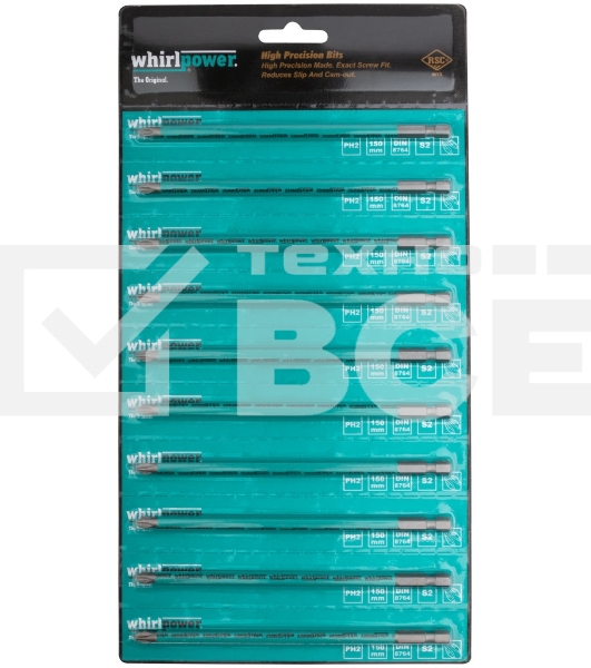 Биты WP, сталь S2, с насечкой, Профи, 150 мм PH2, 10 шт.