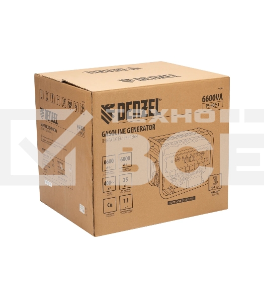 Электрогенератор бензиновый Denzel PS 80 E-3, 6.5 кВт, 85 дБ, 87 кг