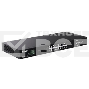 Коммутатор неуправляемый Tenda TEG1120P-16-250W PoE, 18 портов, 18x1 Гбит/с, PoE 16х30 Вт (до 250Вт),  SFP 2x1 Гбит/с