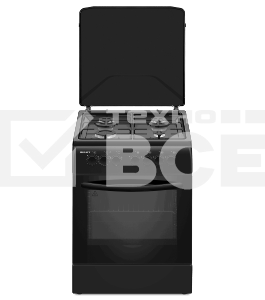 Плита комбинированная Kraft KF-FSK6402EBL, конфорок 4 шт, духовка электрическая, 60 см x 87 см x 63 см