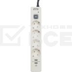 Сетевой фильтр Powercom SP-01 USB2A1CW 3,0М 3.0 м, 4 розетки, белый/серый, коробка, фото4