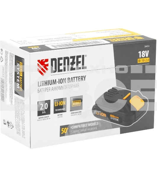 Батарея аккумуляторная Denzel IB-18-2.0, Li-Ion, 18 В, 2,0 А·ч